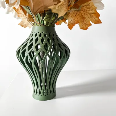 Vase Alano imprimé en 3D - vase à fleurs design 29 cm, décoration intérieure contemporaine, fabriqué en France — impression 3D par Manu3D