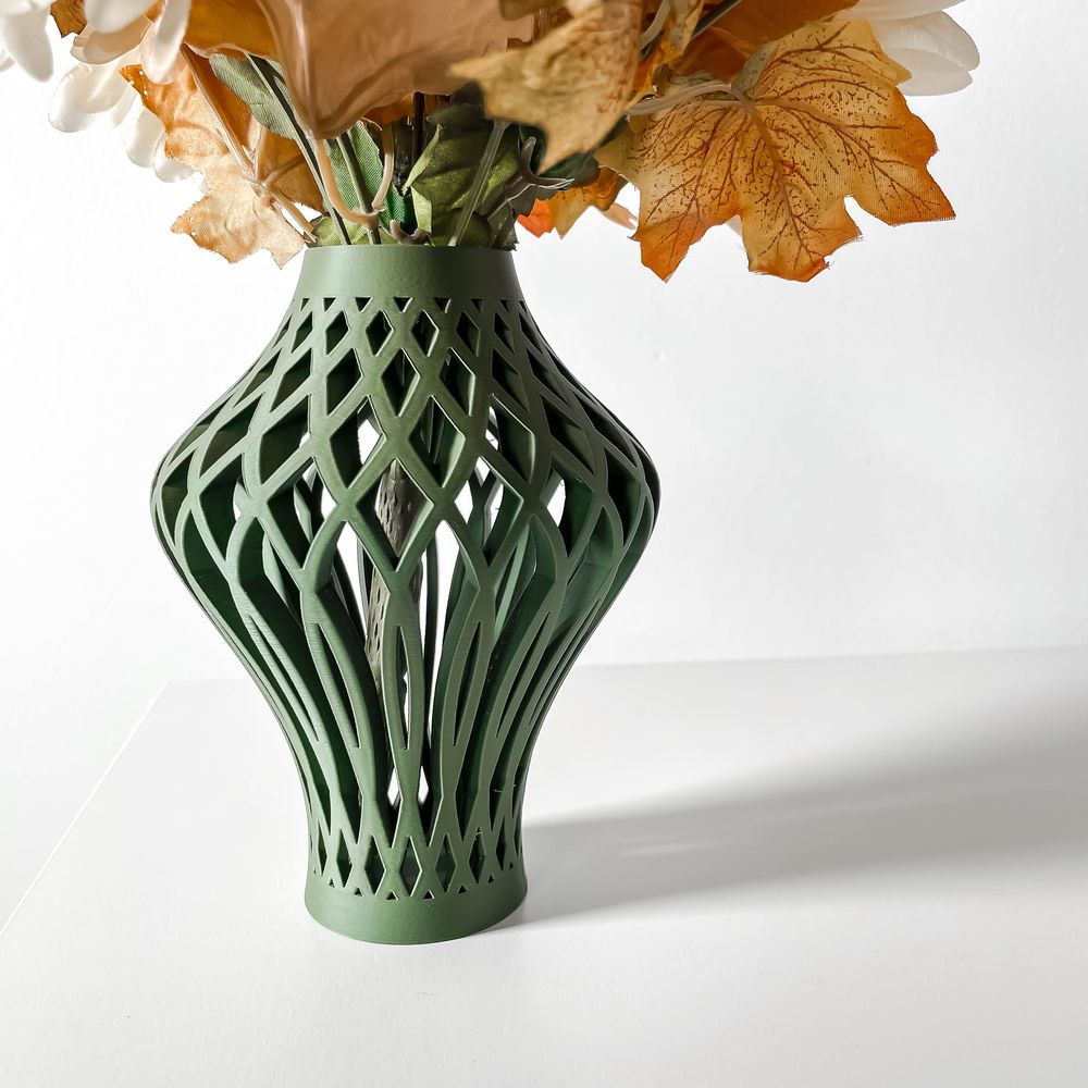 Vase Alano imprimé en 3D - vase à fleurs design 29 cm, décoration intérieure contemporaine, fabriqué en France — impression 3D par Manu3D