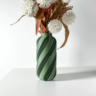 Vase Alin imprimé en 3D - vase à fleurs design 32 cm, décoration intérieure contemporaine, fabriqué en France — impression 3D par Manu3D