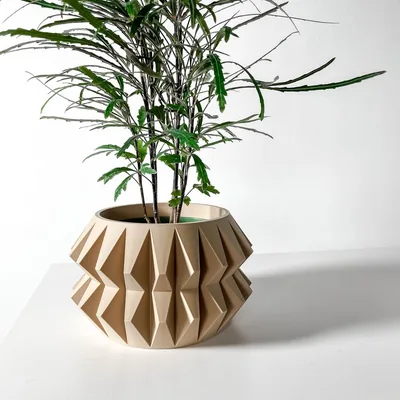 Cache-pot Almin imprimé en 3D - pot de fleurs design 16 cm, décoration intérieure contemporaine, fabriqué en France — impression 3D par Manu3D