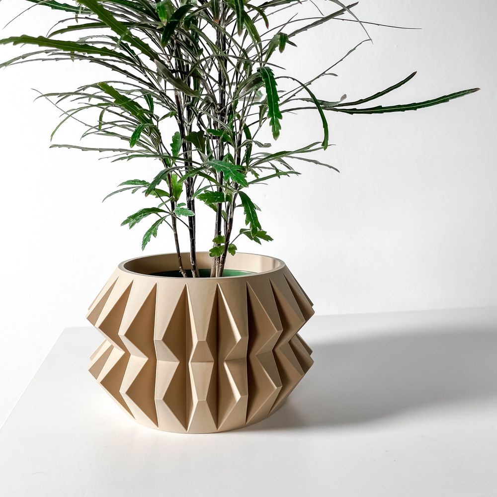 Cache-pot Almin imprimé en 3D - pot de fleurs design 16 cm, décoration intérieure contemporaine, fabriqué en France — impression 3D par Manu3D