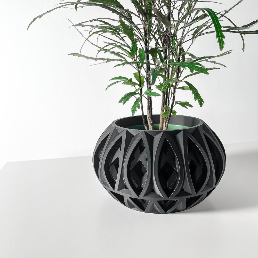 Cache-pot Ando imprimé en 3D - pot de fleurs design 18 cm, décoration intérieure contemporaine, fabriqué en France — impression 3D par Manu3D