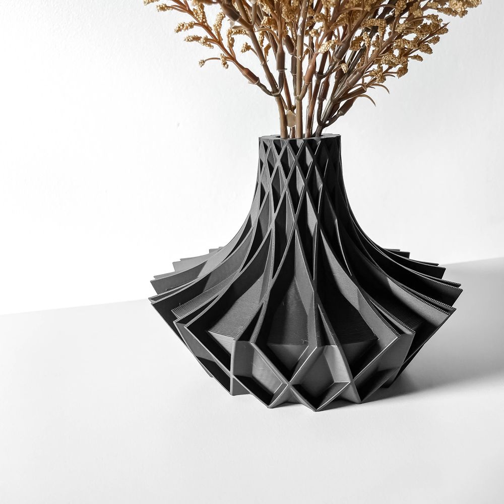 Vase Arkan imprimé en 3D - vase à fleurs design 22 cm, décoration intérieure contemporaine, fabriqué en France — impression 3D par Manu3D