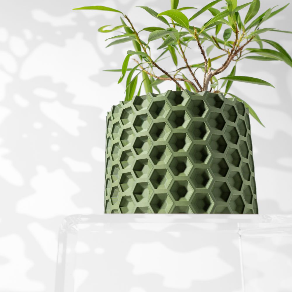 Cache-pot Armos imprimé en 3D - pot de fleurs design 14 cm, décoration intérieure contemporaine, fabriqué en France — impression 3D par Manu3D