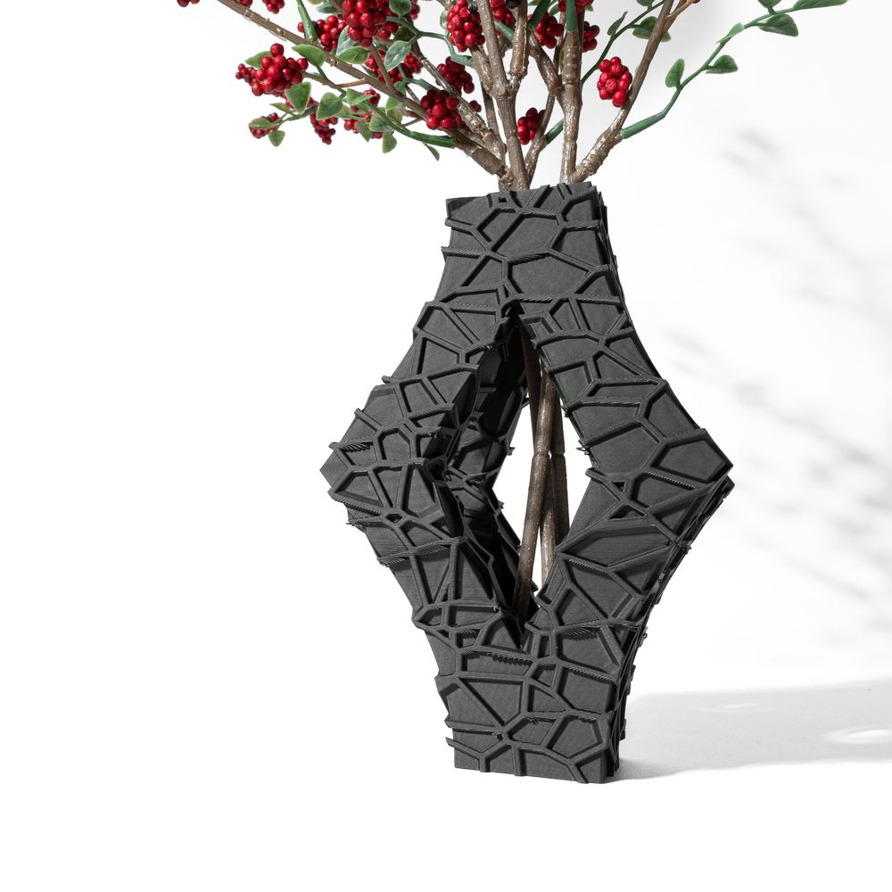 Vase Avari imprimé en 3D - vase à fleurs design 18 cm, décoration intérieure contemporaine, fabriqué en France — impression 3D par Manu3D
