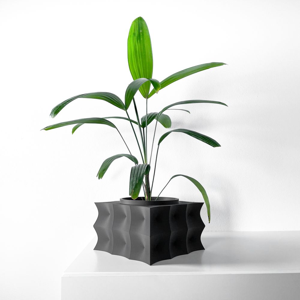 Cache-pot Averth imprimé en 3D - pot de fleurs design 16 cm, décoration intérieure contemporaine, fabriqué en France — impression 3D par Manu3D