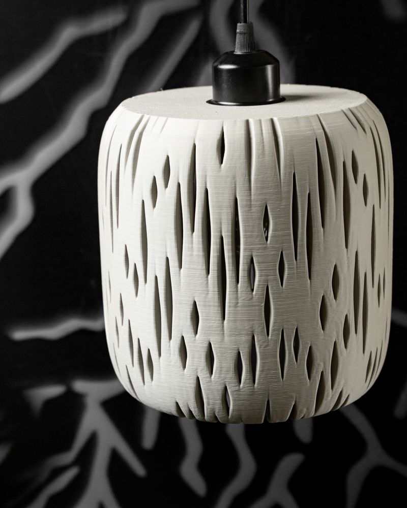 Suspension Birch imprimée en 3D - abat-jour ajouré design 20 cm, décoration intérieure contemporaine, fabriquée en France — impression 3D par Manu3D