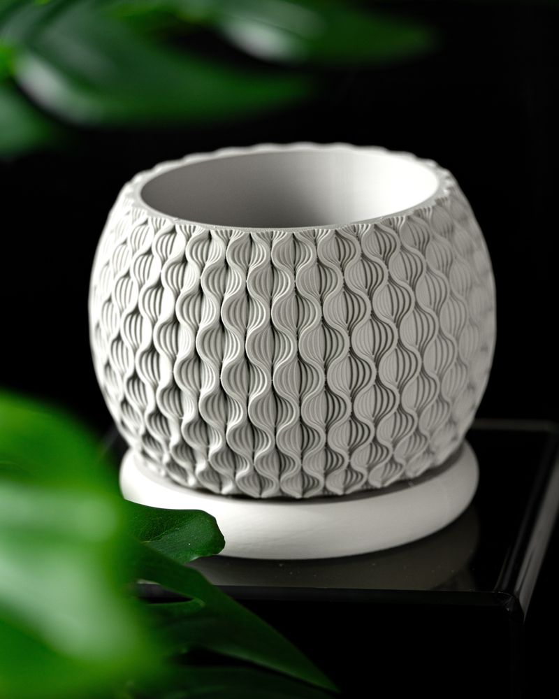 Cache-pot Bloom imprimé en 3D - pot de fleurs design 15 cm, décoration intérieure contemporaine, fabriqué en France — impression 3D par Manu3D