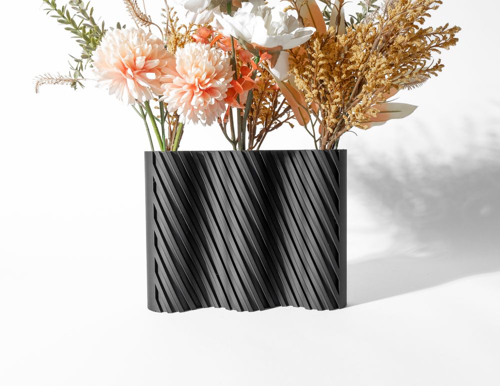 Vase Bora imprimé en 3D - vase à fleurs design 20 cm, décoration intérieure contemporaine, fabriqué en France — impression 3D par Manu3D