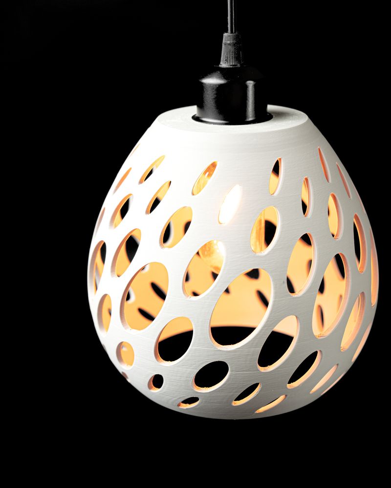 Suspension Bub imprimée en 3D - abat-jour ajouré design 20 cm, décoration intérieure contemporaine, fabriquée en France — impression 3D par Manu3D