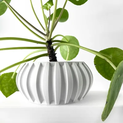 Cache-pot Alden avec soucoupe imprimé en 3D - pot de fleurs design 15 cm, décoration intérieure, fabriqué en France — impression 3D par Manu3D