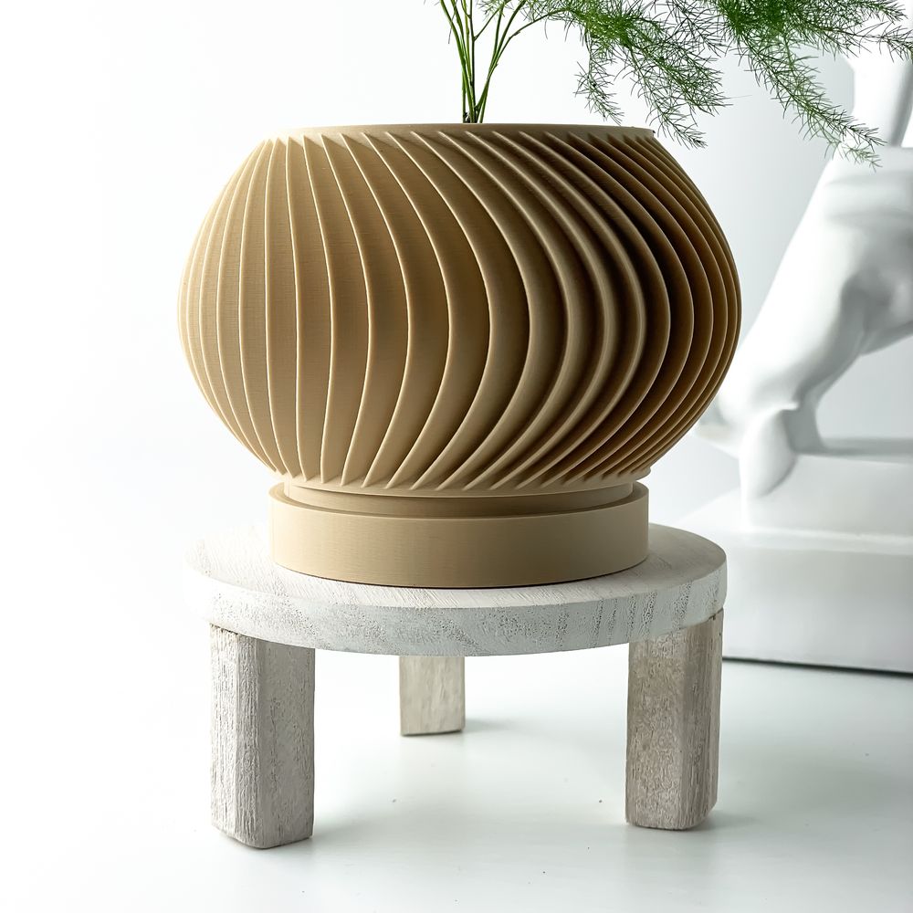 Cache-pot Caleth imprimé en 3D - pot de fleurs design 12 cm, décoration intérieure contemporaine, fabriqué en France — impression 3D par Manu3D