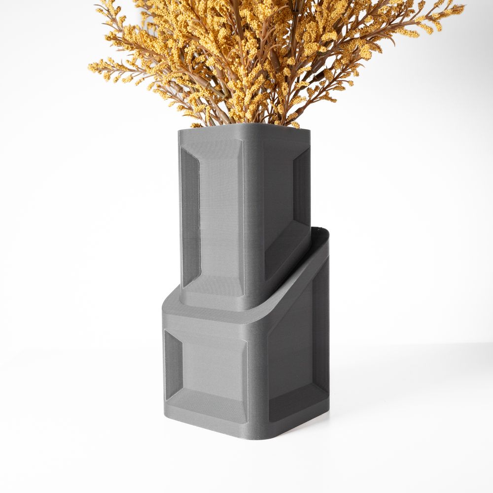 Vase Cano imprimé en 3D - vase à fleurs design 18 cm, décoration intérieure contemporaine, fabriqué en France — impression 3D par Manu3D