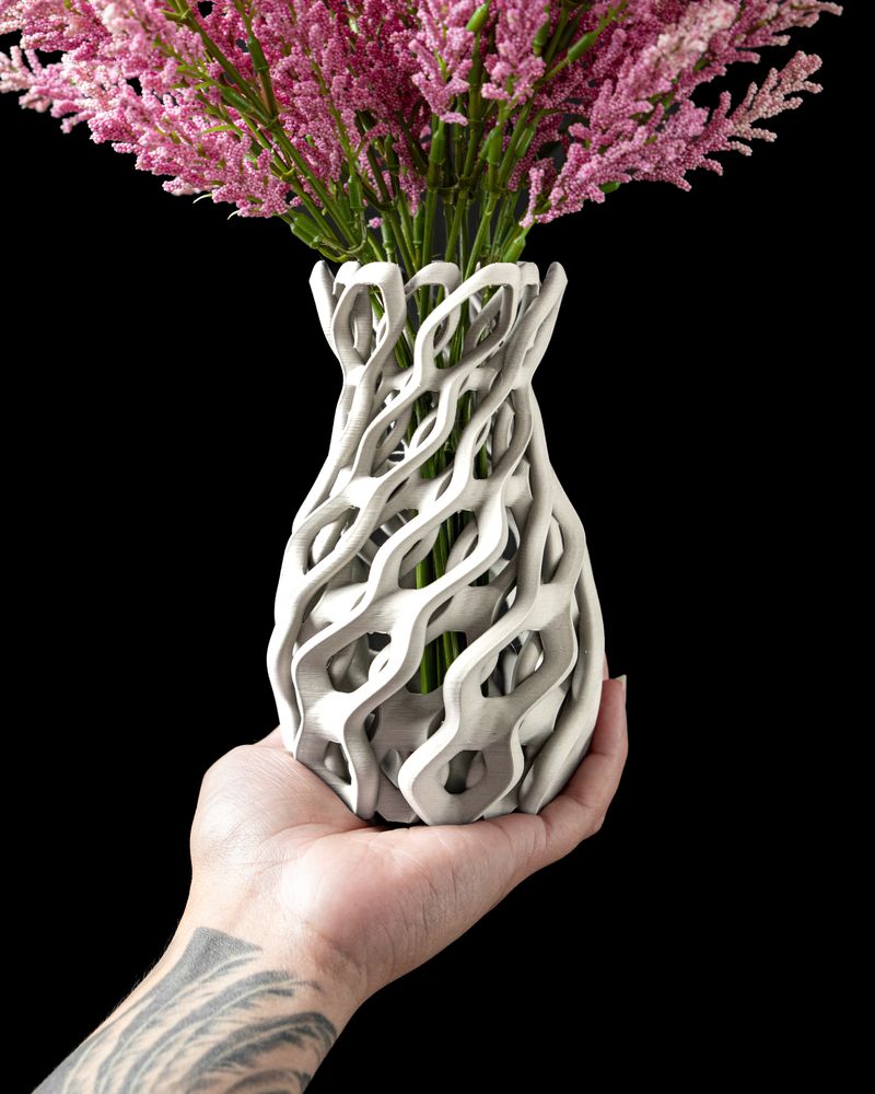 Vase Chain imprimé en 3D - vase à fleurs design 21 cm, décoration intérieure contemporaine, fabriqué en France — impression 3D par Manu3D