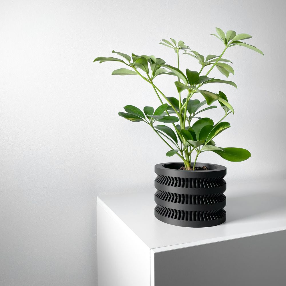 Cache-pot Civen imprimé en 3D - pot de fleurs design 14 cm, décoration intérieure contemporaine, fabriqué en France — impression 3D par Manu3D
