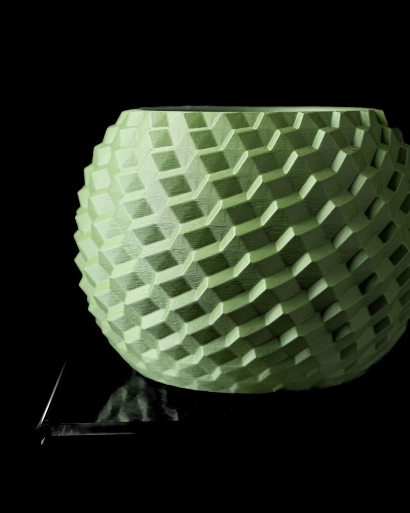 Cache-pot Cobble imprimé en 3D - pot de fleurs design 17 cm, décoration intérieure contemporaine, fabriqué en France — impression 3D par Manu3D