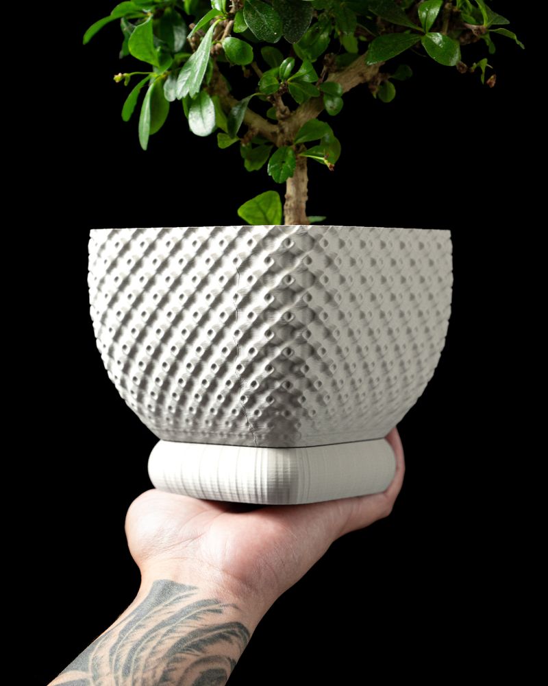Cache-pot Connect imprimé en 3D - pot de fleurs design 14 cm, décoration intérieure contemporaine, fabriqué en France — impression 3D par Manu3D