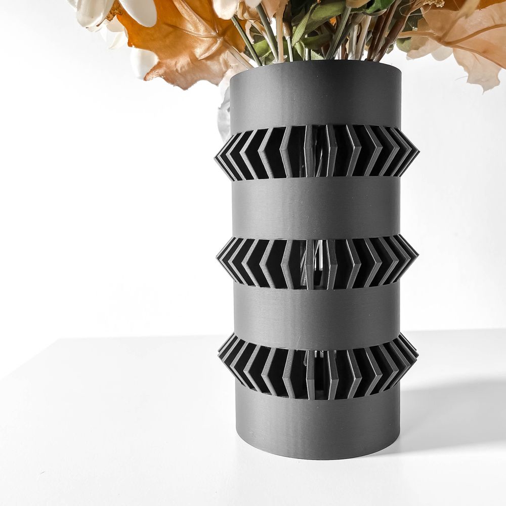 Vase Curn imprimé en 3D - vase à fleurs design 34 cm, décoration intérieure contemporaine, fabriqué en France — impression 3D par Manu3D