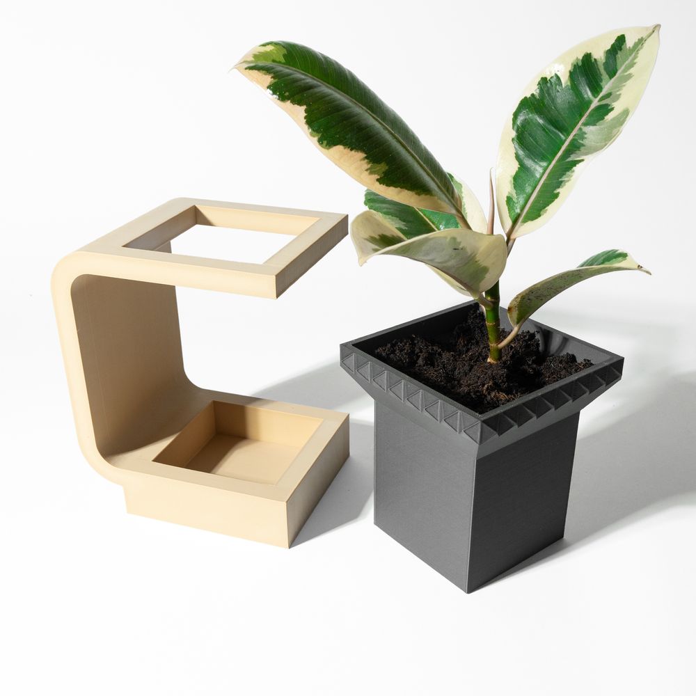 Cache-pot Daka imprimé en 3D - pot de fleurs design 15 cm, décoration intérieure contemporaine, fabriqué en France — impression 3D par Manu3D