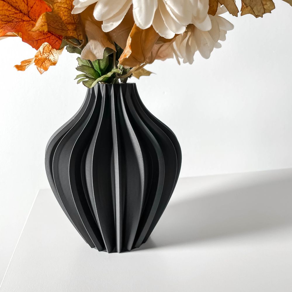 Vase Darin imprimé en 3D - vase à fleurs design 31 cm, décoration intérieure contemporaine, fabriqué en France — impression 3D par Manu3D