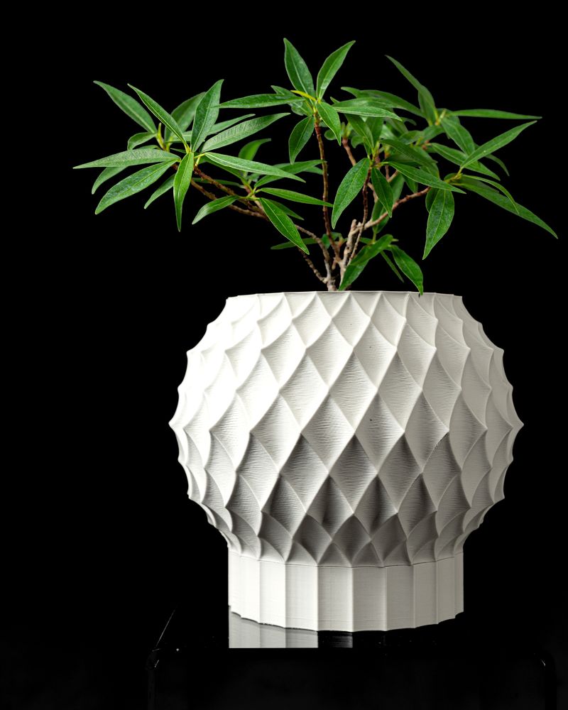 Cache-pot Diamond imprimé en 3D - pot de fleurs design 18 cm, décoration intérieure contemporaine, fabriqué en France — impression 3D par Manu3D