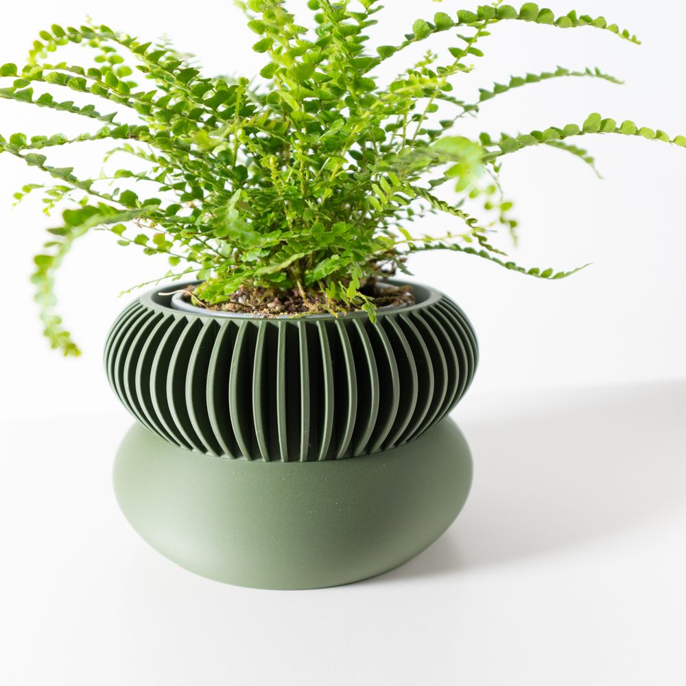 Cache-pot Elomi imprimé en 3D - pot de fleurs design 15 cm, décoration intérieure contemporaine, fabriqué en France — impression 3D par Manu3D