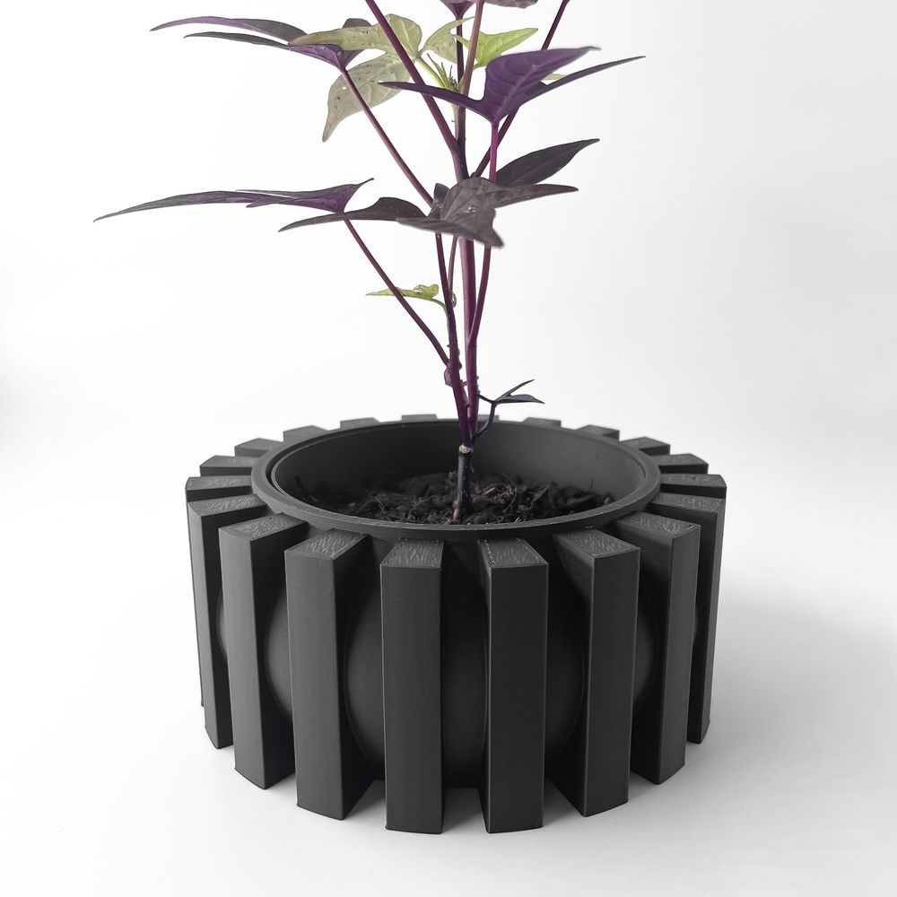 Cache-pot Erlin imprimé en 3D - pot de fleurs design 16 cm, décoration intérieure contemporaine, fabriqué en France — impression 3D par Manu3D