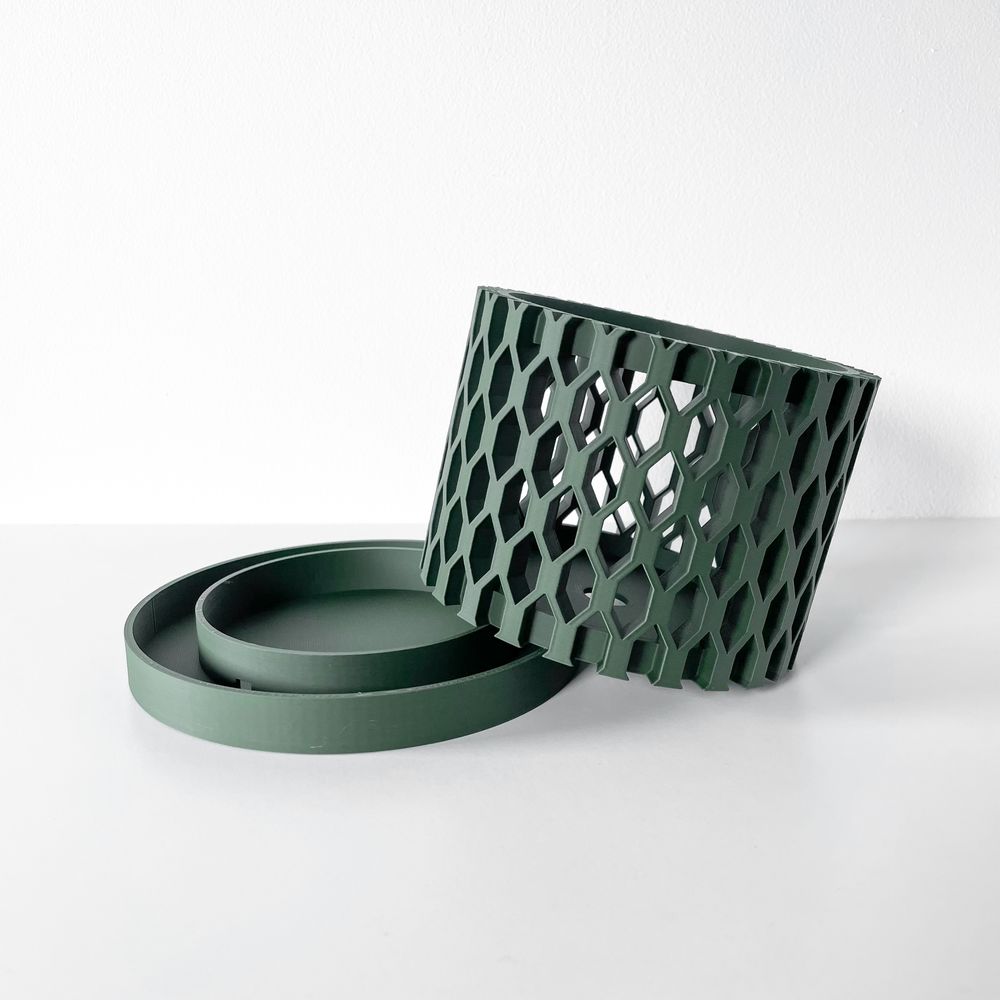 Cache-pot Erna imprimé en 3D - pot de fleurs design 14 cm, décoration intérieure contemporaine, fabriqué en France — impression 3D par Manu3D