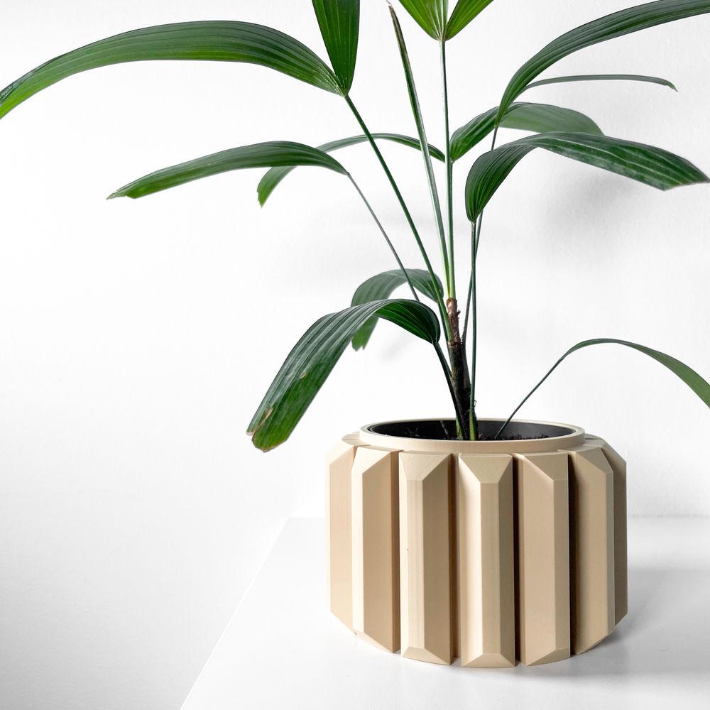 Cache-pot Ferix imprimé en 3D - pot de fleurs design 16 cm, décoration intérieure contemporaine, fabriqué en France — impression 3D par Manu3D