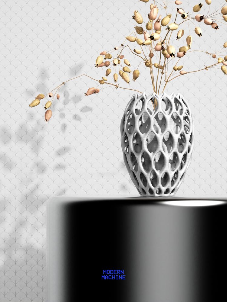 Vase Koden imprimé en 3D - vase à fleurs design 20 cm, décoration intérieure contemporaine, fabriqué en France — impression 3D par Manu3D