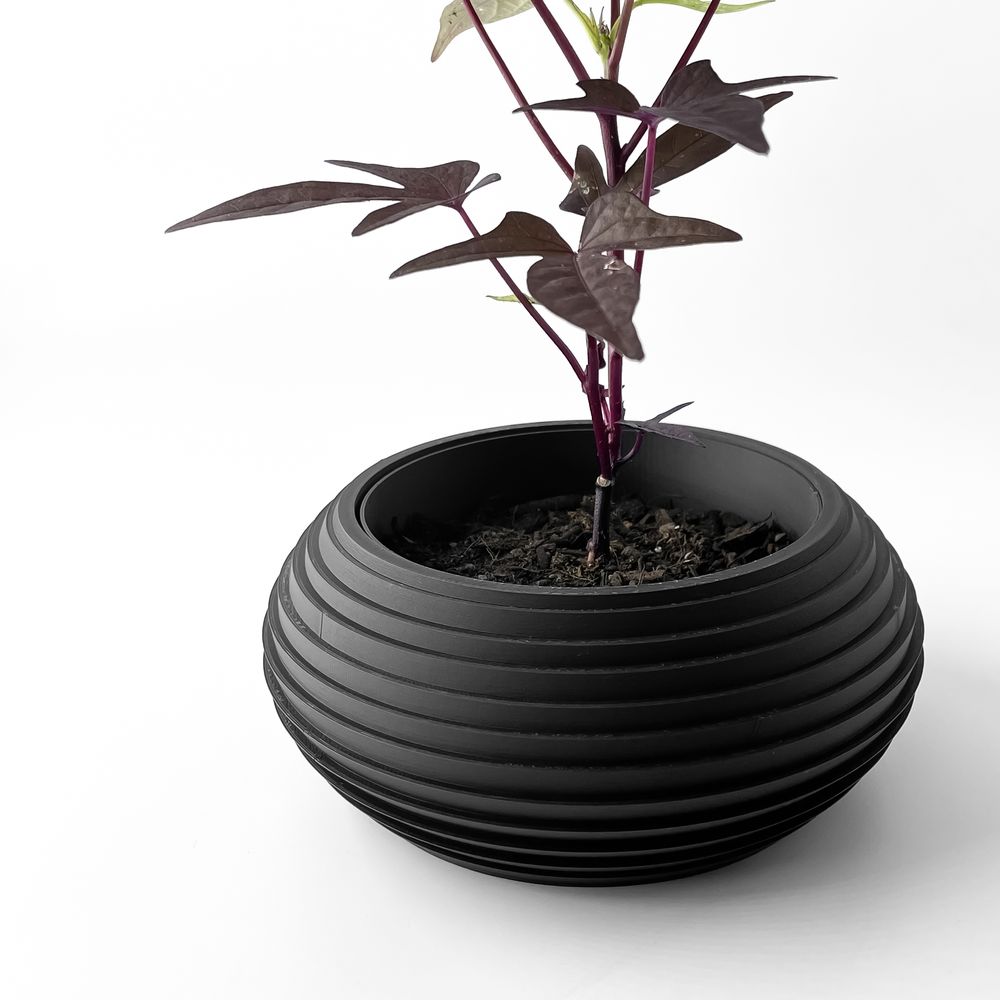 Cache-pot Frons imprimé en 3D - pot de fleurs design 16 cm, décoration intérieure contemporaine, fabriqué en France — impression 3D par Manu3D