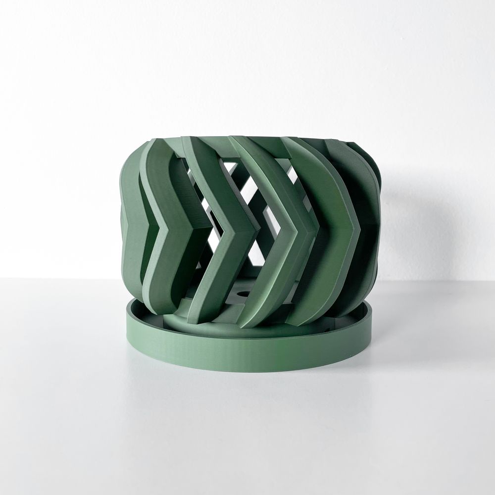 Cache-pot Garni imprimé en 3D - pot de fleurs design 16 cm, décoration intérieure contemporaine, fabriqué en France — impression 3D par Manu3D