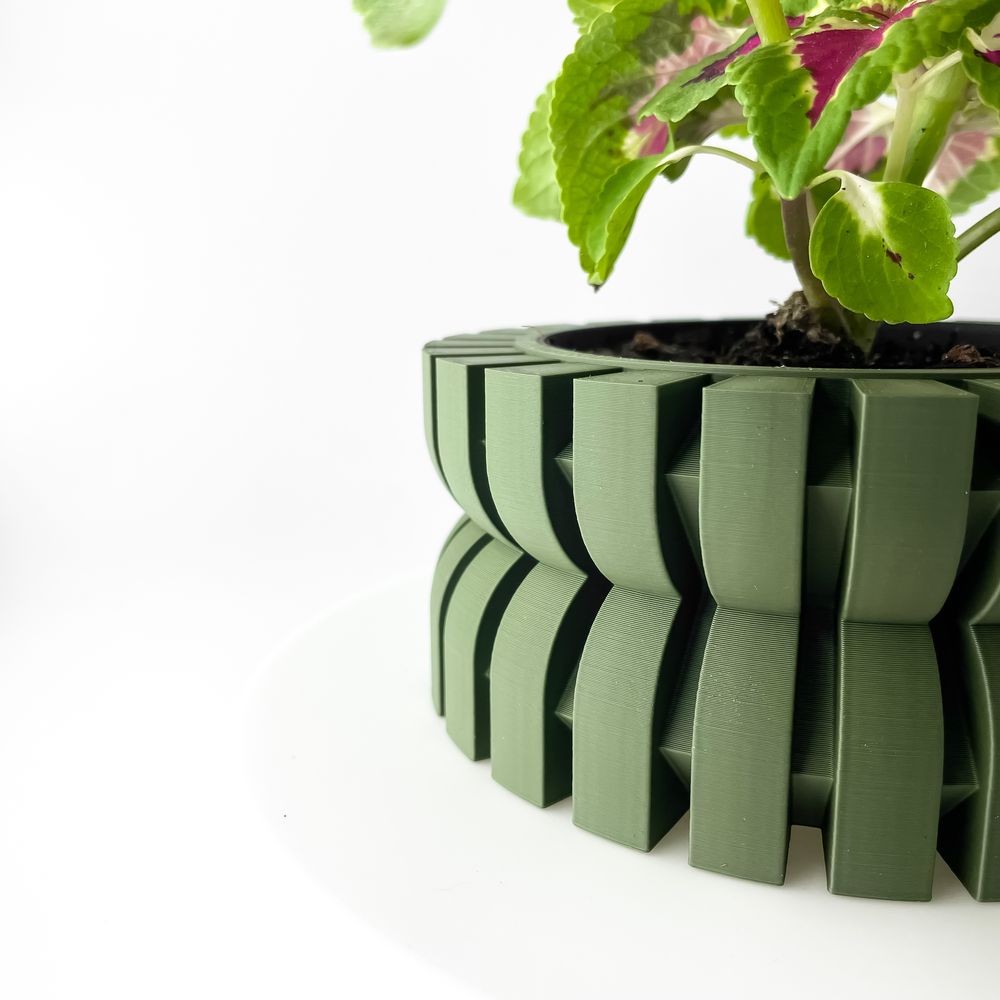 Cache-pot Griva imprimé en 3D - pot de fleurs design 16 cm, décoration intérieure contemporaine, fabriqué en France — impression 3D par Manu3D