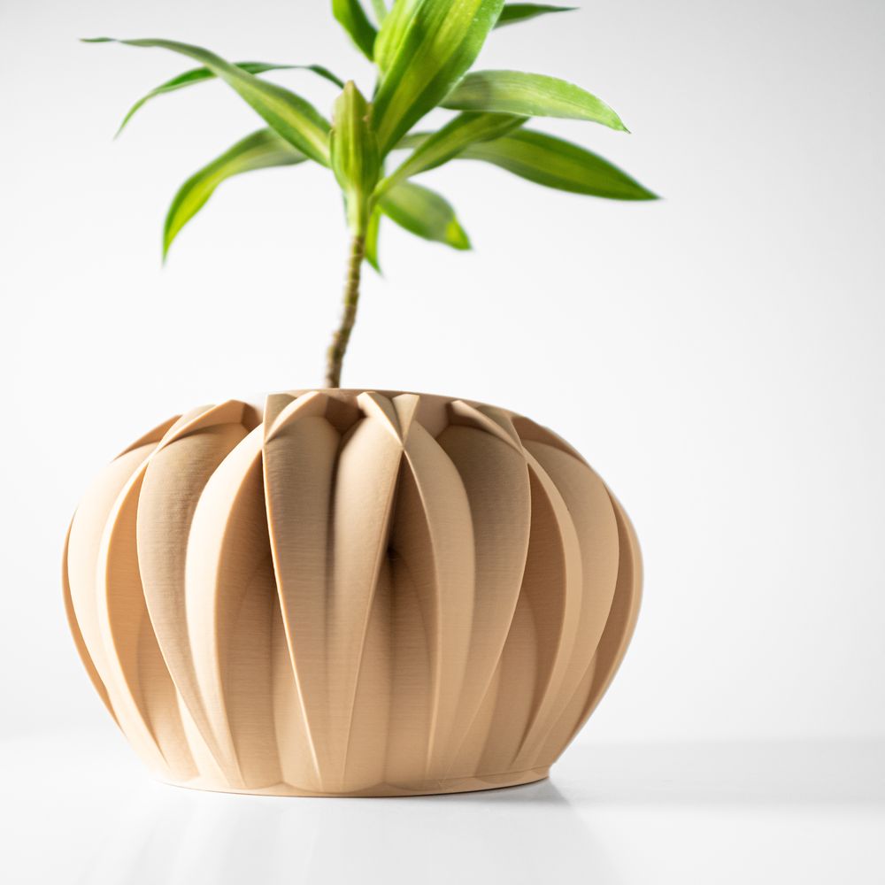 Cache-pot Halden imprimé en 3D - pot de fleurs design 12 cm, décoration intérieure contemporaine, fabriqué en France — impression 3D par Manu3D