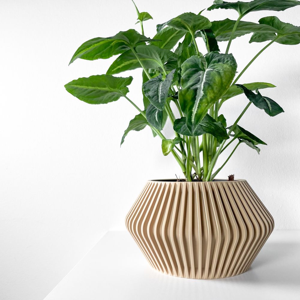 Cache-pot Hendro imprimé en 3D - pot de fleurs design 18 cm, décoration intérieure contemporaine, fabriqué en France — impression 3D par Manu3D