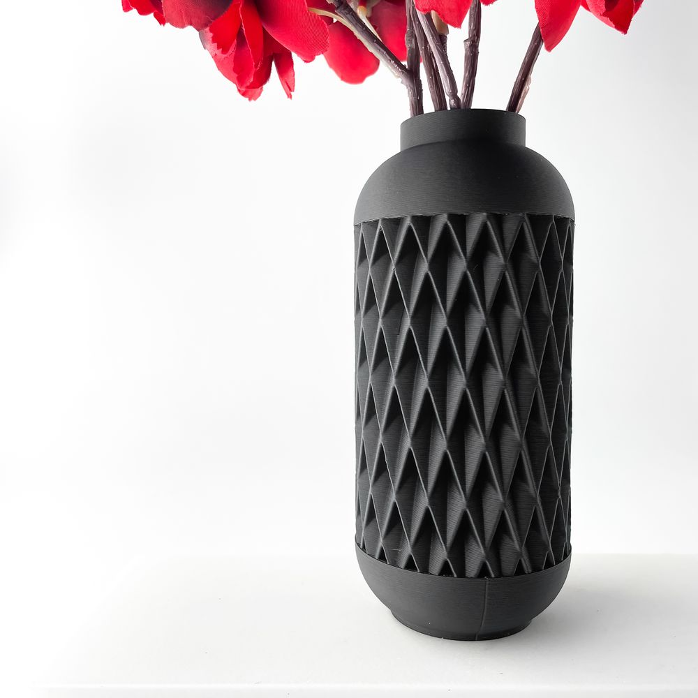 Vase Hesil imprimé en 3D - vase à fleurs design 32 cm, décoration intérieure contemporaine, fabriqué en France — impression 3D par Manu3D