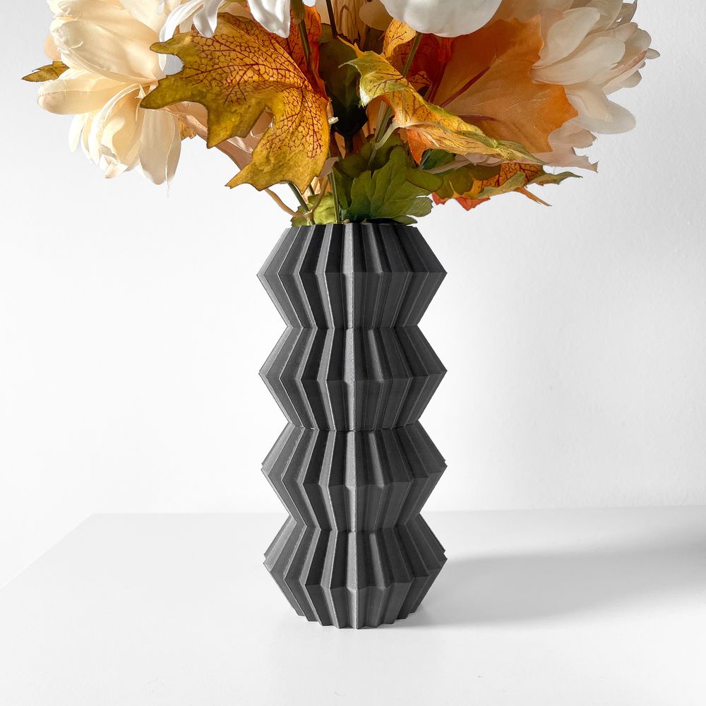 Vase Jun imprimé en 3D - vase à fleurs design 18 cm, décoration intérieure contemporaine, fabriqué en France — impression 3D par Manu3D