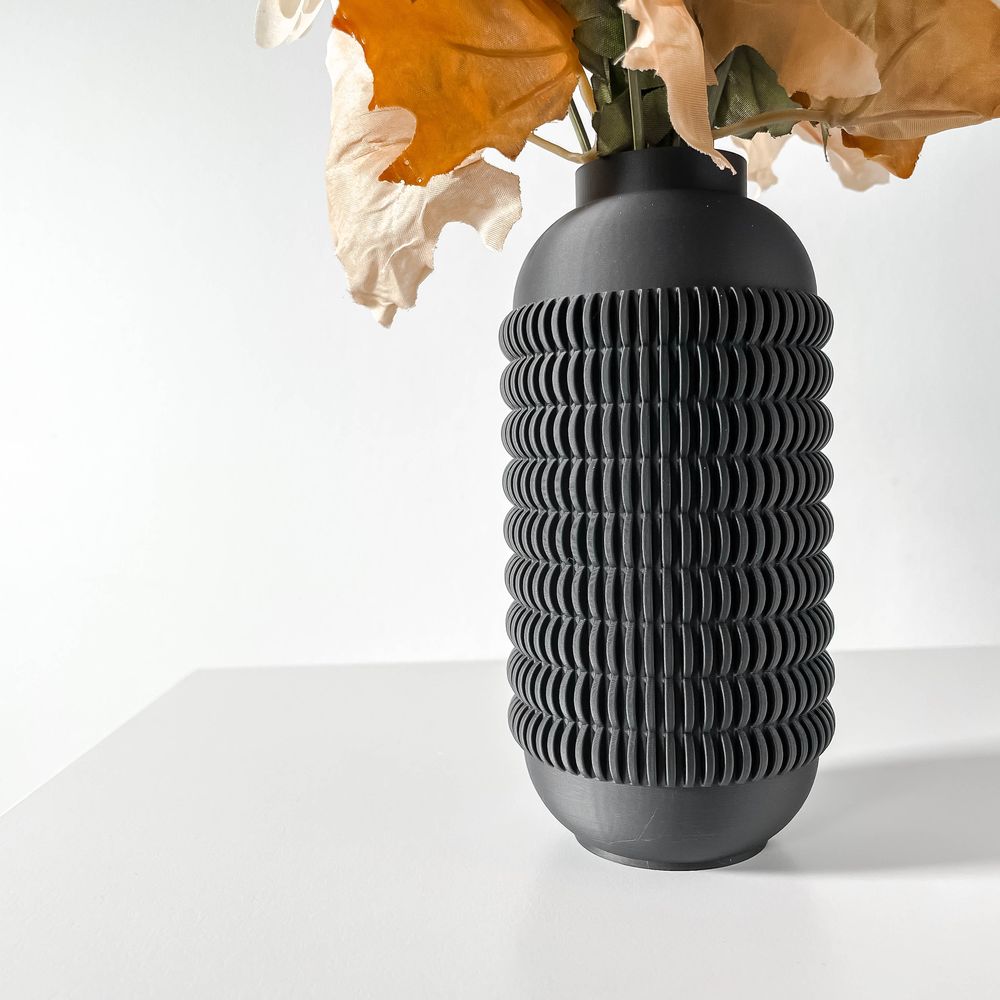 Vase Juny imprimé en 3D - vase à fleurs design 32 cm, décoration intérieure contemporaine, fabriqué en France — impression 3D par Manu3D