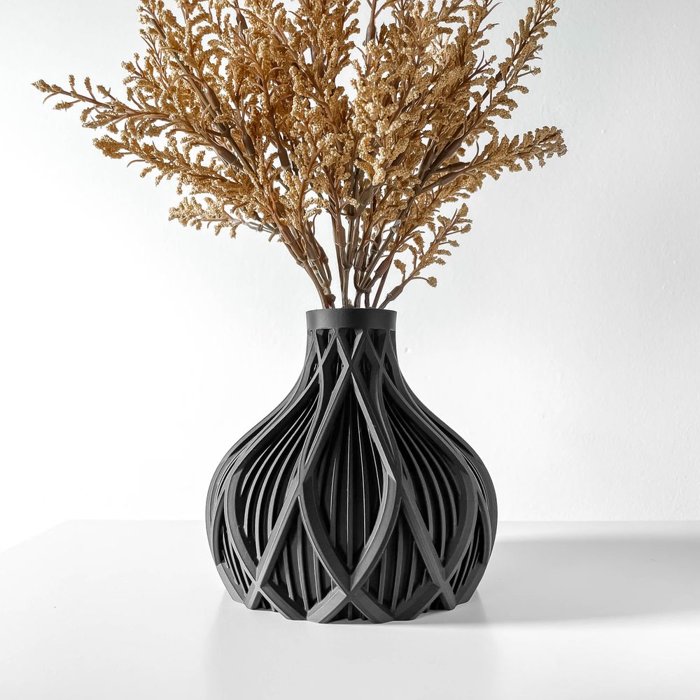 Vase Kami imprimé en 3D - vase à fleurs design 18 cm, décoration intérieure contemporaine, fabriqué en France — impression 3D par Manu3D