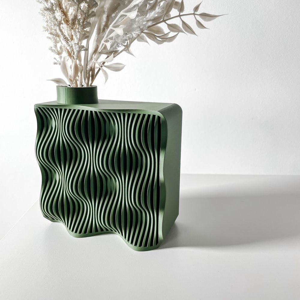 Vase Kamso imprimé en 3D - vase à fleurs design 31 cm, décoration intérieure contemporaine, fabriqué en France — impression 3D par Manu3D