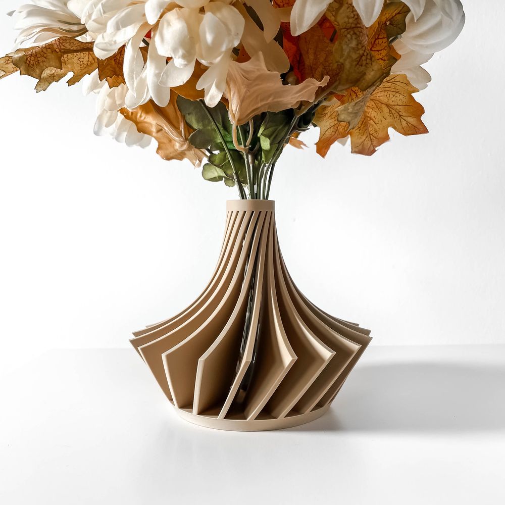Vase Kario imprimé en 3D - vase à fleurs design 20 cm, décoration intérieure contemporaine, fabriqué en France — impression 3D par Manu3D