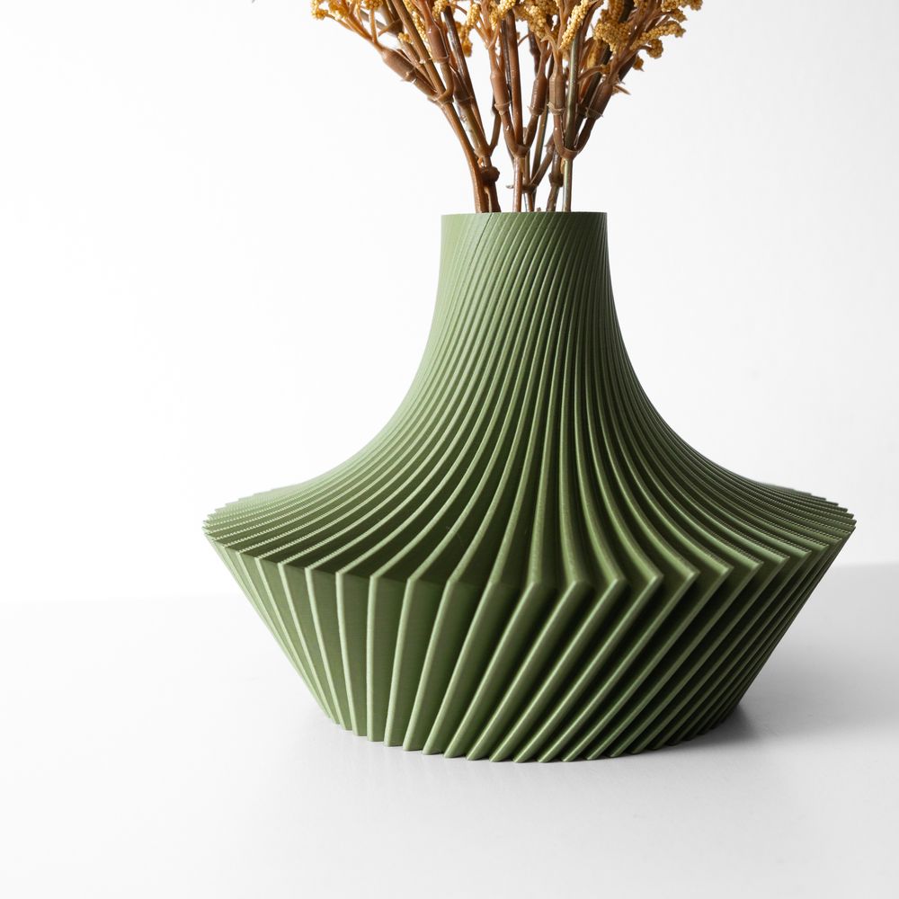 Vase Kitan imprimé en 3D - vase à fleurs design 20 cm, décoration intérieure contemporaine, fabriqué en France — impression 3D par Manu3D