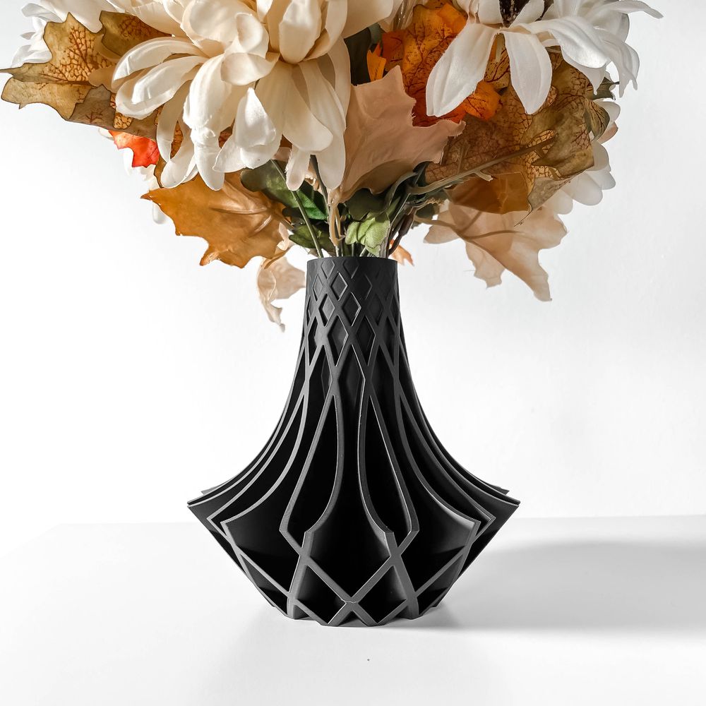 Vase Kiva imprimé en 3D - vase à fleurs design 31 cm, décoration intérieure contemporaine, fabriqué en France — impression 3D par Manu3D