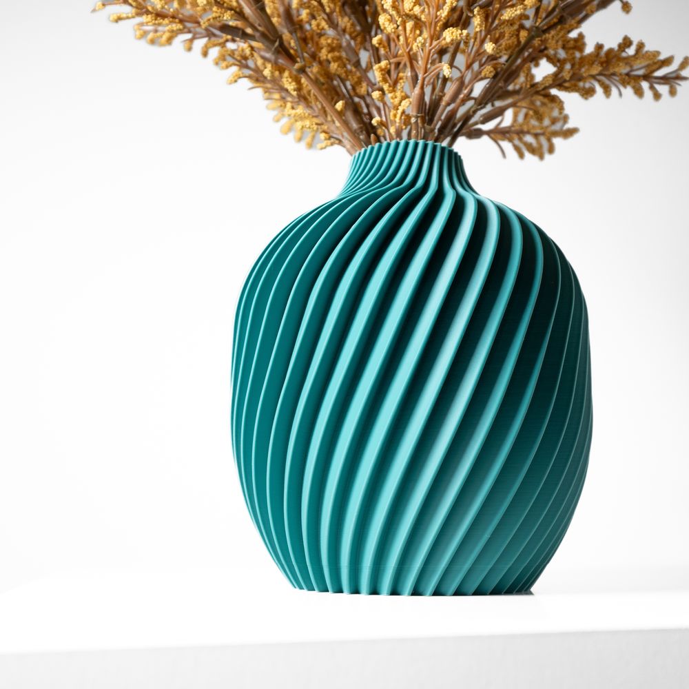 Vase Kivan imprimé en 3D - vase à fleurs design 18 cm, décoration intérieure contemporaine, fabriqué en France — impression 3D par Manu3D