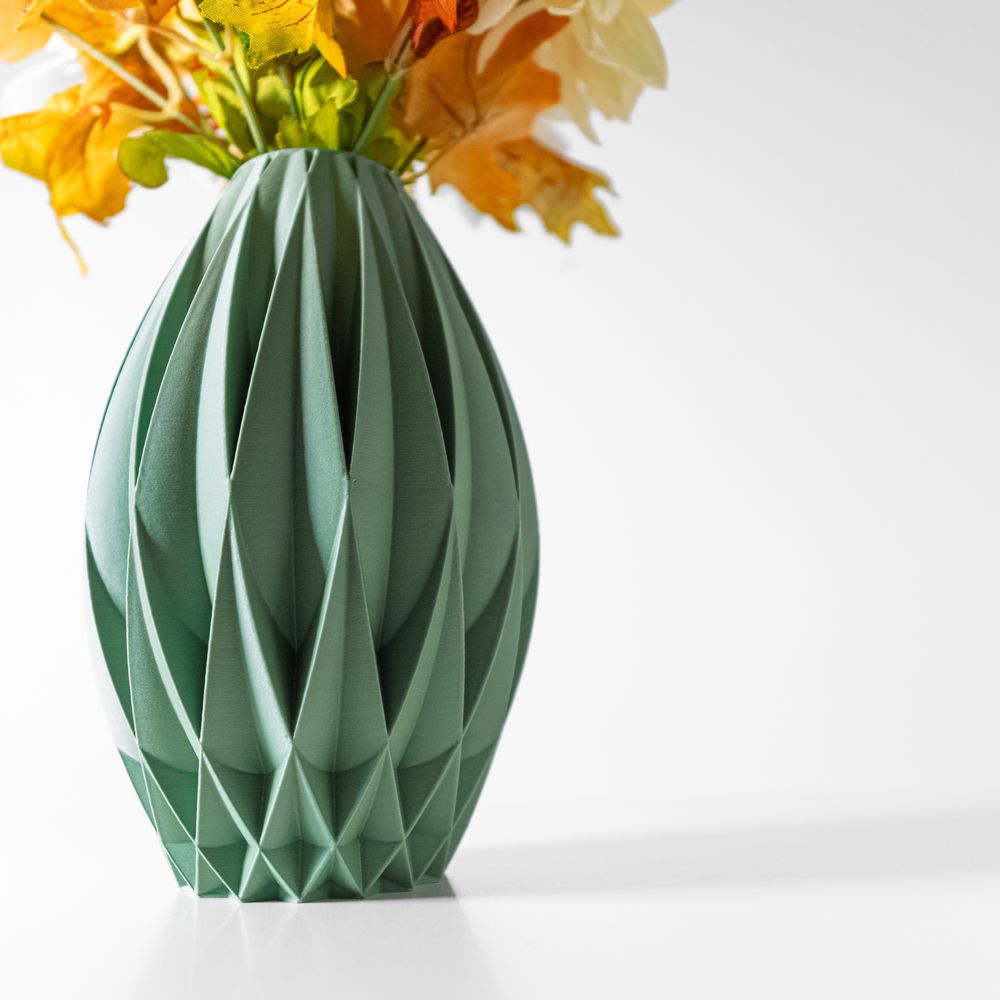 Vase Kivra imprimé en 3D - vase à fleurs design 18 cm, décoration intérieure contemporaine, fabriqué en France — impression 3D par Manu3D