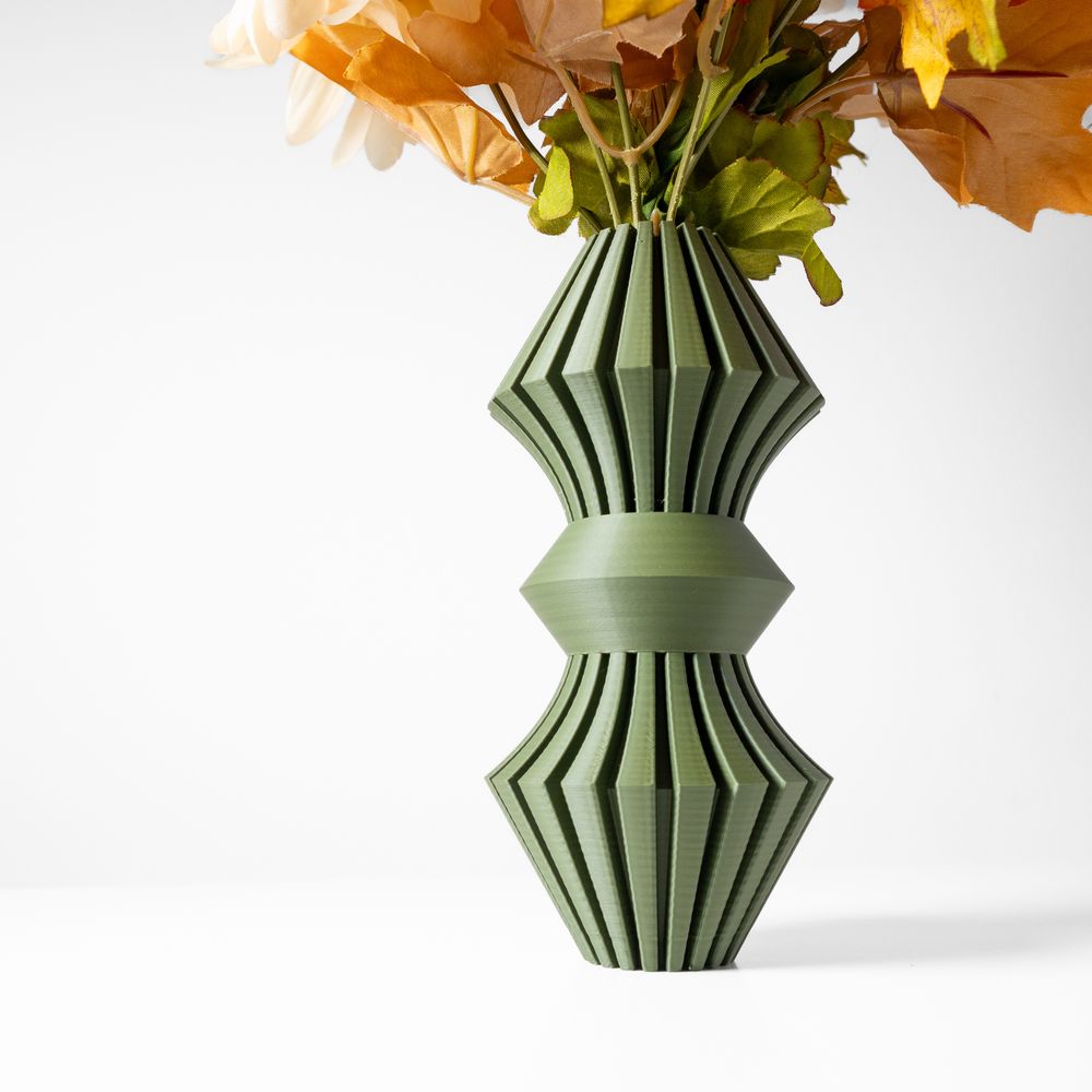 Vase Korin imprimé en 3D - vase à fleurs design 18 cm, décoration intérieure contemporaine, fabriqué en France — impression 3D par Manu3D