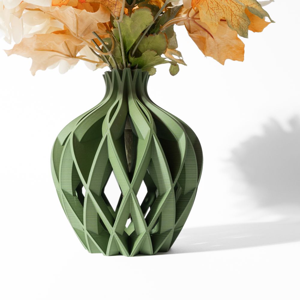 Vase Kovo imprimé en 3D - vase à fleurs design 18 cm, décoration intérieure contemporaine, fabriqué en France — impression 3D par Manu3D