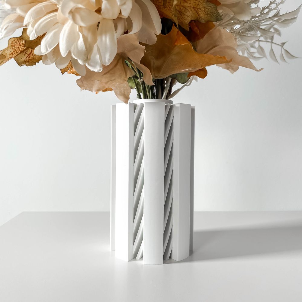 Vase Landis imprimé en 3D - vase à fleurs design 31 cm, décoration intérieure contemporaine, fabriqué en France — impression 3D par Manu3D
