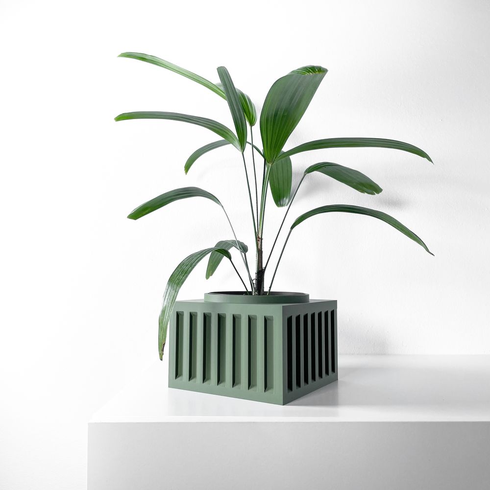 Cache-pot Larix imprimé en 3D - pot de fleurs design 14 cm, décoration intérieure contemporaine, fabriqué en France — impression 3D par Manu3D