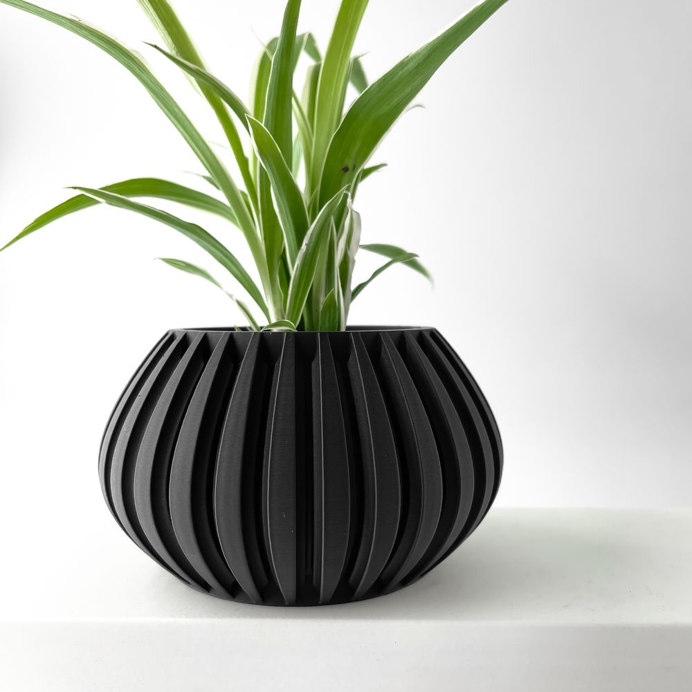 Cache-pot Leno imprimé en 3D - pot de fleurs design 12 cm, décoration intérieure contemporaine, fabriqué en France — impression 3D par Manu3D